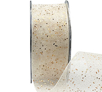 38mm CUT-EDGED ORGANZA GLITTER SPEC-Cream