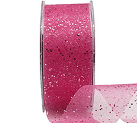 38mm CUT-EDGED ORGANZA GLITTER SPEC-Hot Pink-Silver