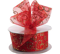 38mm CUT-EDGED GLITTER HEART-Red