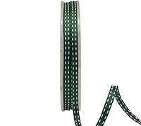 05mm GROSGRAIN DOUBLE STITCH-Hunter Green-White