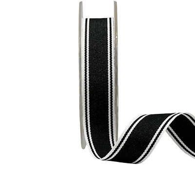 19mm GROSGRAIN EDGE STRIPE-Black-White