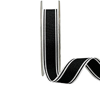 19mm GROSGRAIN EDGE STRIPE-Black-White