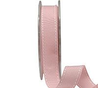19mm GROSGRAIN STITCH-Pale Pink-White