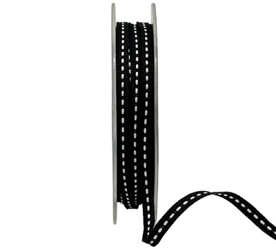 05mm GROSGRAIN STITCH-Black-White