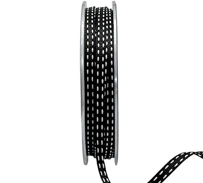 05mm GROSGRAIN DOUBLE STITCH -Black-White