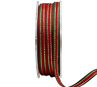 06mm GROSGRAIN XMAS GOLD STRIPE-Red-Green-Gold