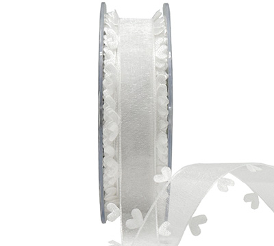 25mm HEART EDGE ORGANZA-White