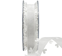 25mm HEART EDGE ORGANZA-White