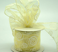 50mm WIRE-EDGED with CURL PATTERN-Lemon