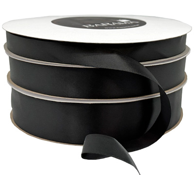 DOUBLE SIDED BULK SATIN 100mts-Black
