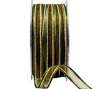 10mm SATIN EDGE SHEER with THREAD-Green-Gold