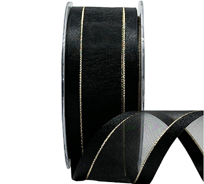 SATIN EDGE SHEER with THREAD-Black-Gold