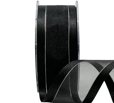 SATIN EDGE SHEER with THREAD-Black-Silver
