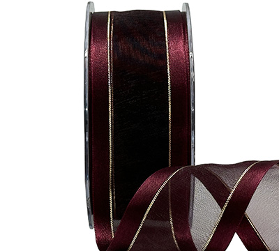 SATIN EDGE SHEER with THREAD-Burgundy-Gold