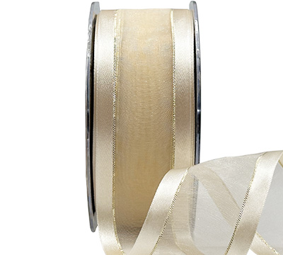 SATIN EDGE SHEER with THREAD-Cream-Gold
