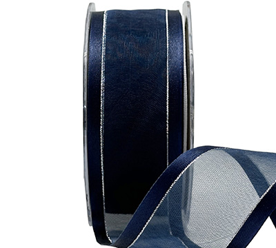 SATIN EDGE SHEER with THREAD-Navy-Silver