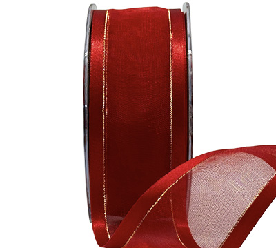 SATIN EDGE SHEER with THREAD-Red-Gold