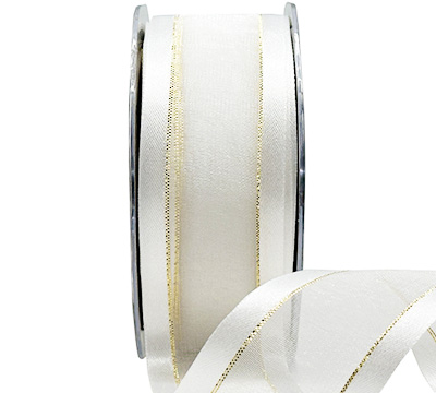 SATIN EDGE SHEER with THREAD-White-Gold
