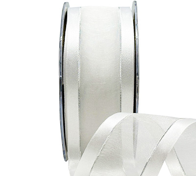 SATIN EDGE SHEER with THREAD-White-Silver