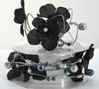 1mm WIRED FLOWER and BEAD TRIM-Black