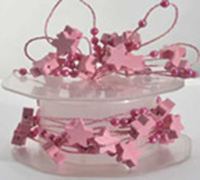 7mm WIRED WOODEN STAR TRIM-Pink
