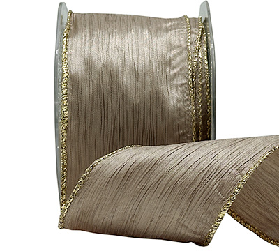 63mm WIRE-EDGED CRUSHED CREPE-Taupe