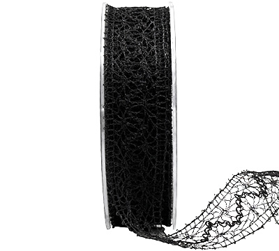 25mm WIRE-EDGED ELEGANT LACE-Black