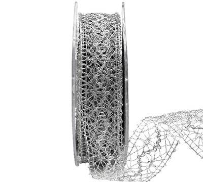 25mm WIRE-EDGED ELEGANT LACE-Silver