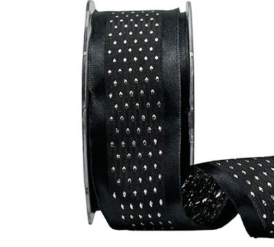 38mm WIRE-EDGED SATIN MATRIX DOTS-Black