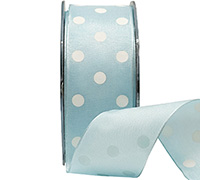 38mm WIRE-EDGED SOLID SPOTS-Pale Blue-White