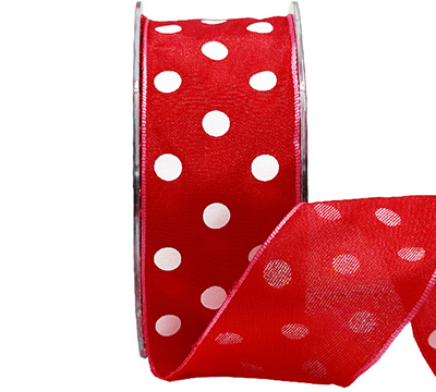38mm WIRE-EDGED SOLID SPOTS-Red-White