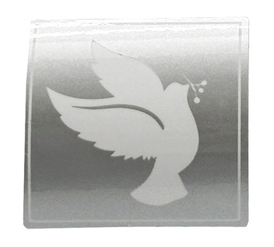 STICKER SEAL DOVE-Silver Square #2