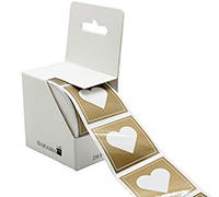 STICKER SEAL HEART-Gold Square