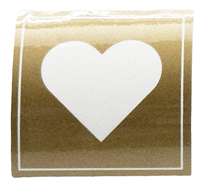 STICKER SEAL HEART-Gold Square #2