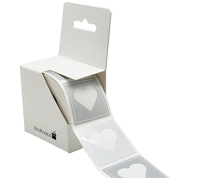 STICKER SEAL HEART-Silver Square