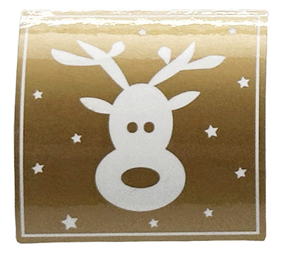 STICKER SEAL REINDEER-Gold Square #2