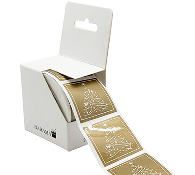 STICKER SEAL XMAS TREE-Gold Square