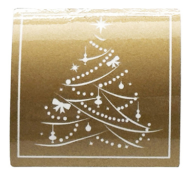 STICKER SEAL XMAS TREE-Gold Square #2