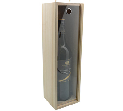 TIMBER SINGLE WINE BOX with clear lid #2
