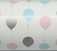 BALLOON FIESTA WRAP-Pink-Blue-Silver on White