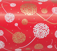 BILLY BUTTON GIFT WRAP-Red/Gold on White