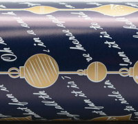 9cm BAUBLE NEW WRAPBAND-Navy/Gold on White