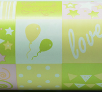 BABY QUILT WRAP-Pale Pink-Pistachio-Cream on White
