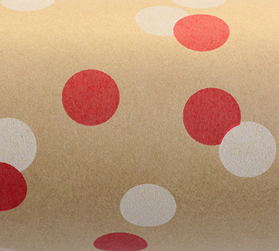 50cm CONFETTI WRAP-Scarlet-White on Kraft