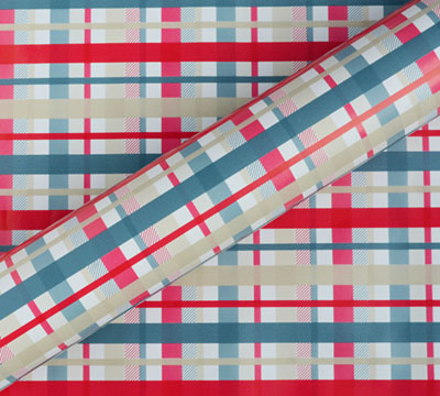 CHECK MATE WRAP-Denim-Latte-Red on White #2
