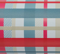 CHECK MATE WRAP-Denim-Latte-Red on White