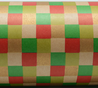 5mt x 50cm CHECK WEAVE WRAP-Emerald/Chartreuse/Gold/Scarlet on Kraft