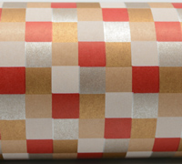 5mt x 50cm CHECK WEAVE WRAP-White/Gold/Silver/Scarlet on Kraft