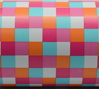 10mt x 50cm CHECKWEAVE WRAP-Hot Pink/Light Pink/Tangerine/Tiffany on White