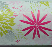 FLOWER GARDEN WRAP-Hot Pink/Pale Pink/Silver on White